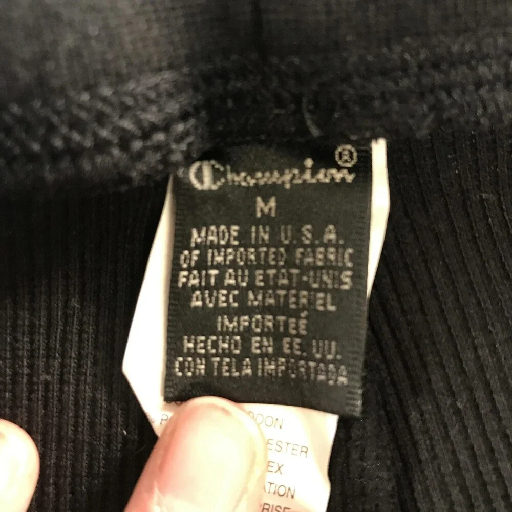 Vintage Champion Sweatpants Womens M Black Rib Knit Cropped Lounge Elastic Waist - Picture 3 of 12